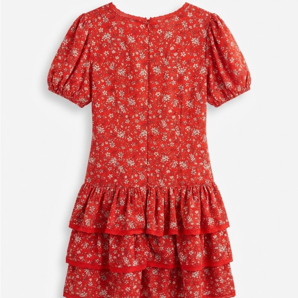 Day + Moon Red Floral Tiered Romper Size Small - Picture 3 of 5